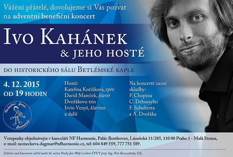 Adventní benefiční koncert IVO KAHÁNEK A JEHO HOSTÉ podpoří hudební vzdělání dětí