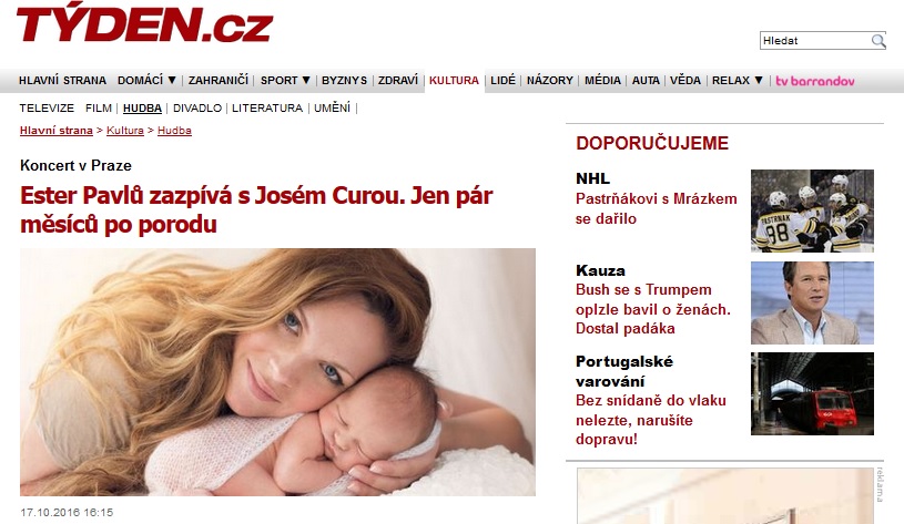 Mezzosoprano Ester Pavlů sings with José Cura. Just few months after giving birth to her baby boy